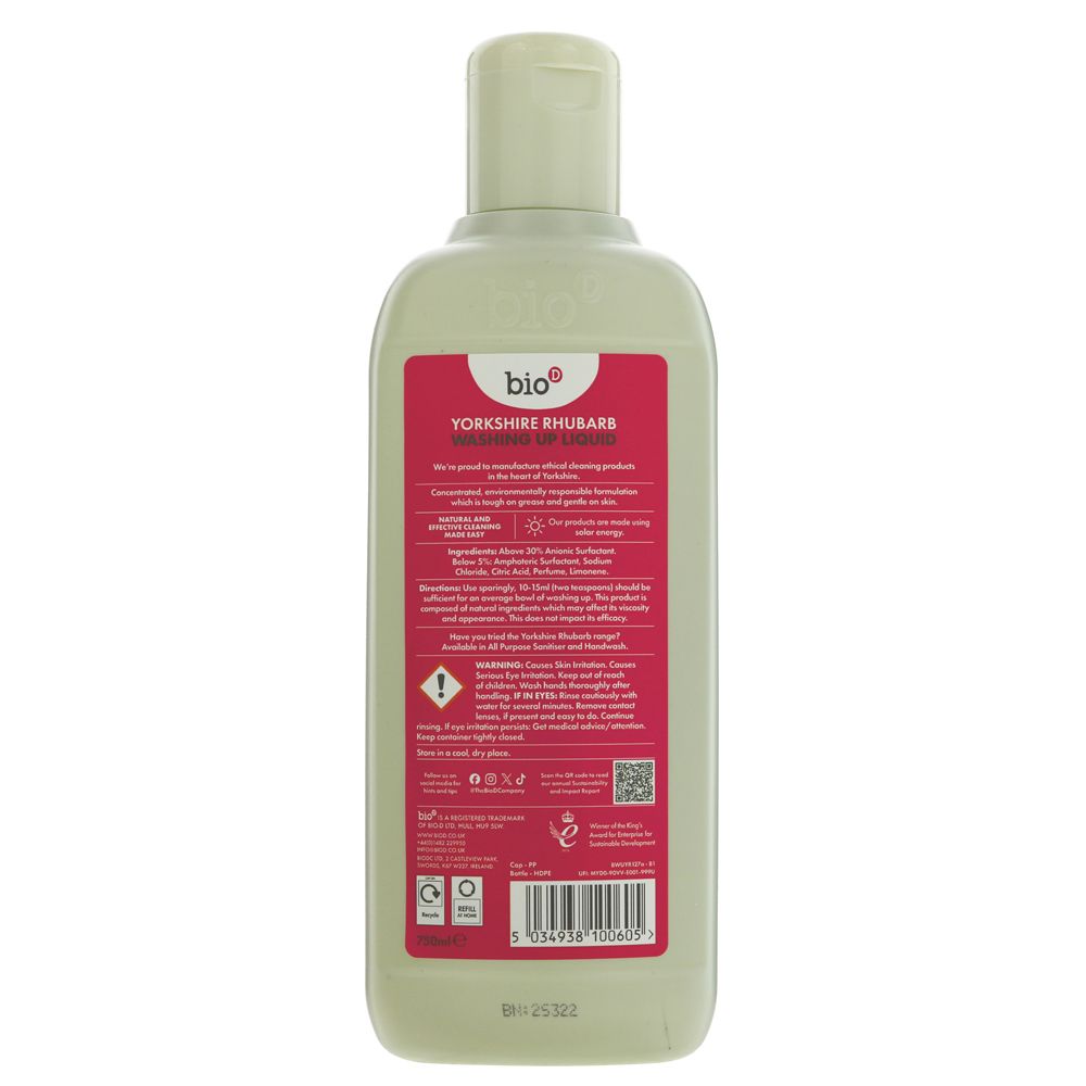Bio D Washing up Liquid 750ml  (Yorkshire Rhubarb)