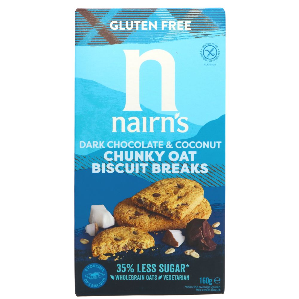Nairn's GF Dark Choc & Coconut Chunky Oat Biscuit Breaks
