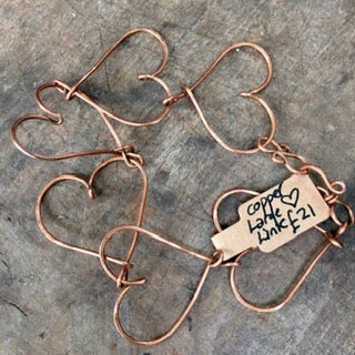 Maria Silmon Copper Heart Link Bracelet (Large)