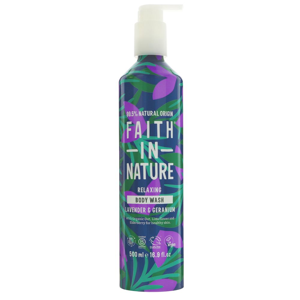 Faith in Nature Body Wash - Lavender & Geranium - 500ml - Aluminium Bottle