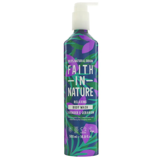 Faith in Nature Body Wash - Lavender & Geranium - 500ml - Aluminium Bottle