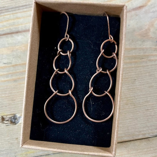 Maria Silmon Copper Horseshoe Earrings in Box