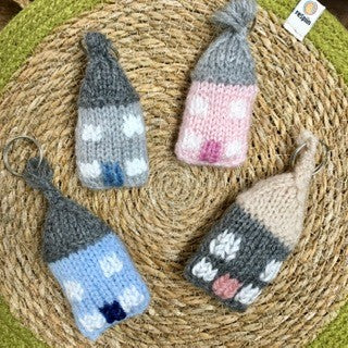 Hand Knitted House Keyrings by Laura Sews