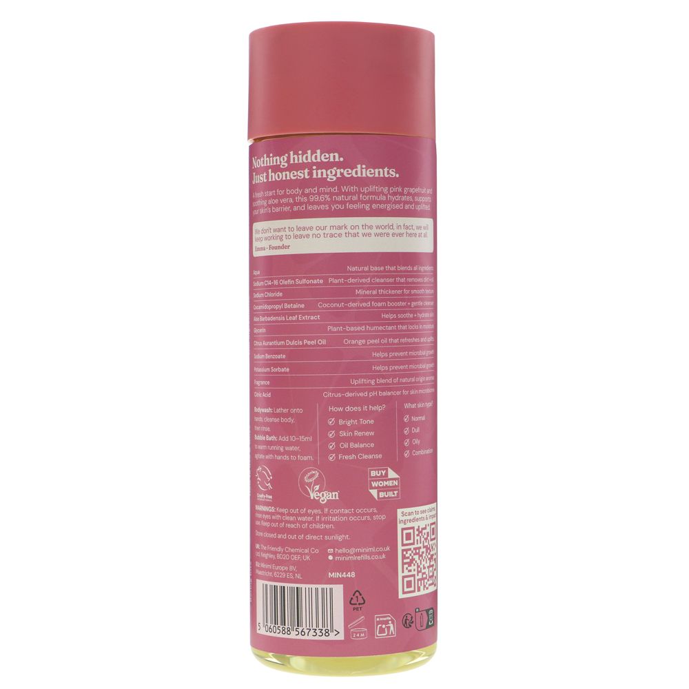 Miniml Pink Grapefruit Body Wash & Bubble Bath 400ml