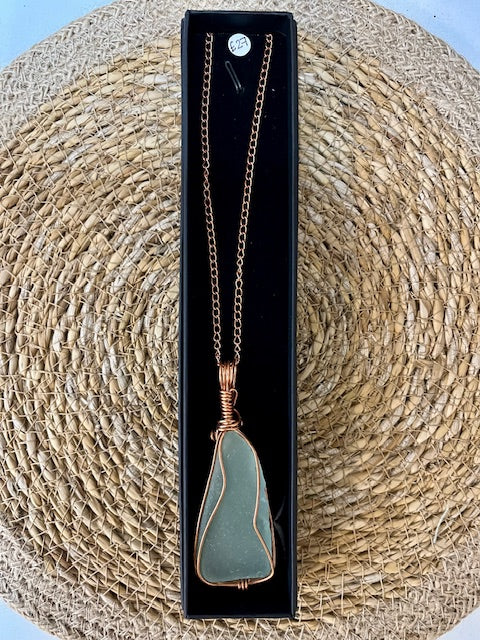 Maria Silmon -The Conscious Jeweller- Whitby Sea Glass on Copper Chain- Pendant 1