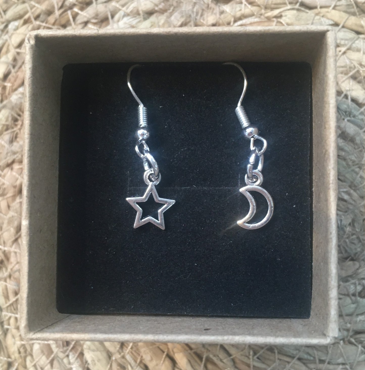 Maria Silmon Star and Crescent Moon Earrings (Silver Plated in Gift Box)