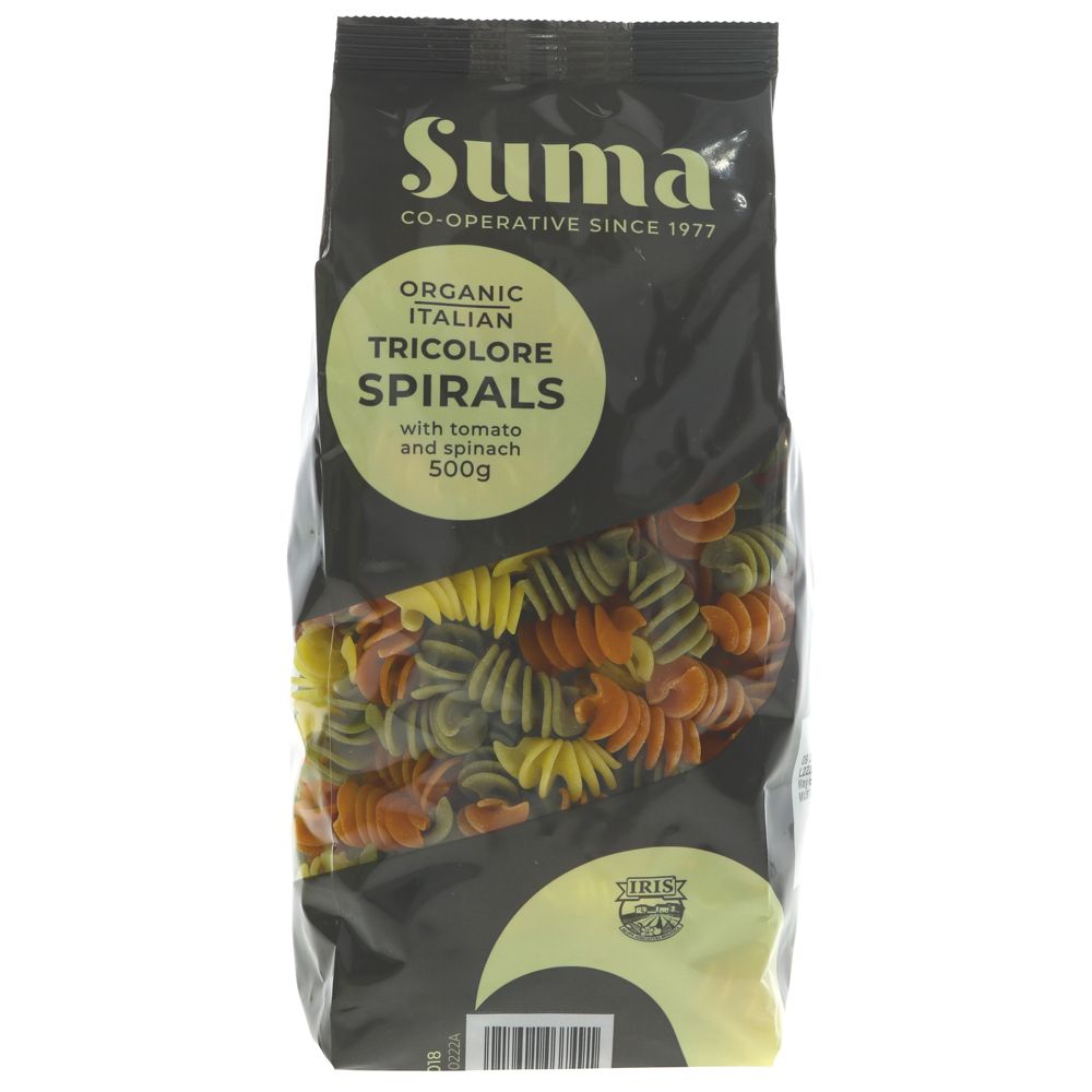 Suma Pasta Organic Italian Tricolore Spirals 500g