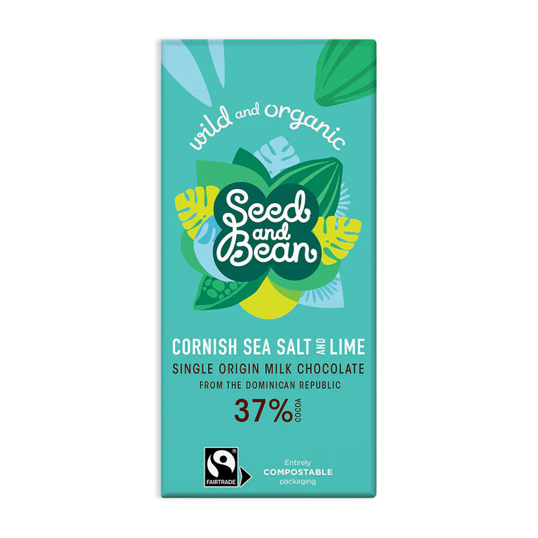 Seed & Bean Cornish Sea Salt & Lime Milk Chocolate 75g Bar