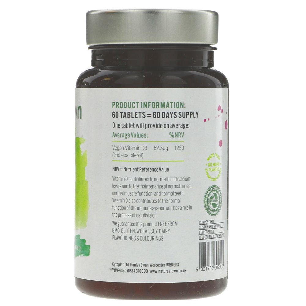 Natures Own Vegan Vitamin D3 2500iu (60 tablets)